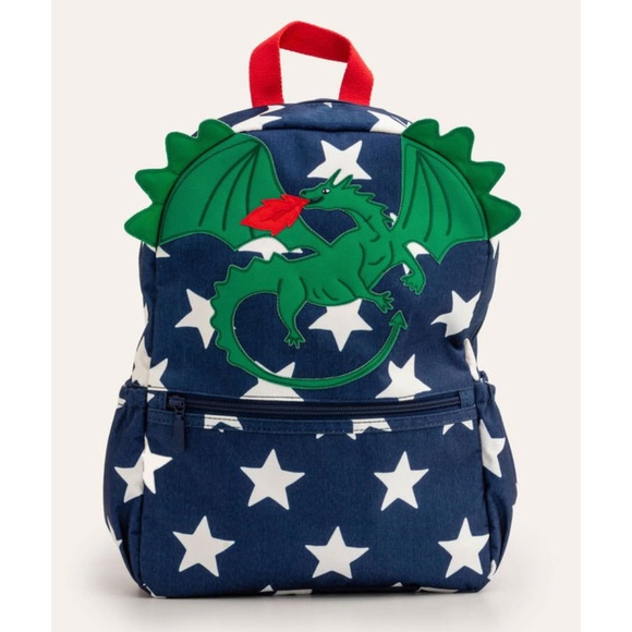 BODEN dragon navy backpack, green white stars - charming, playful, whimsical - Picture 1 of 16